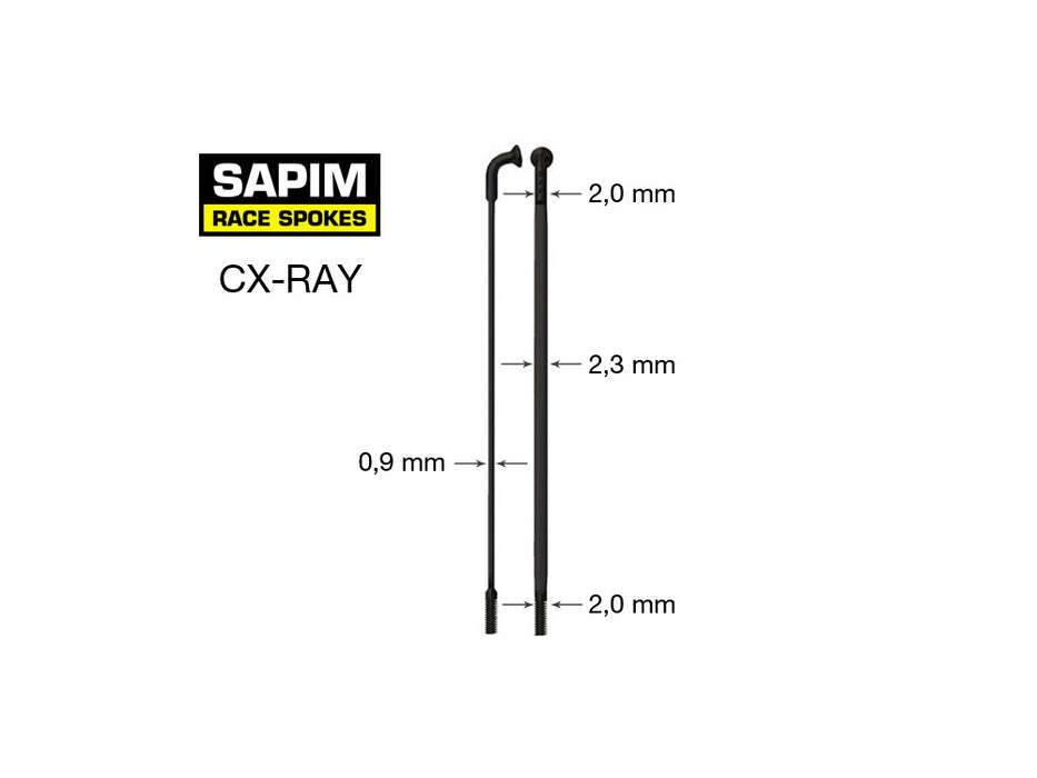 Sapim CX-Ray spaak J-Bend - Zwart