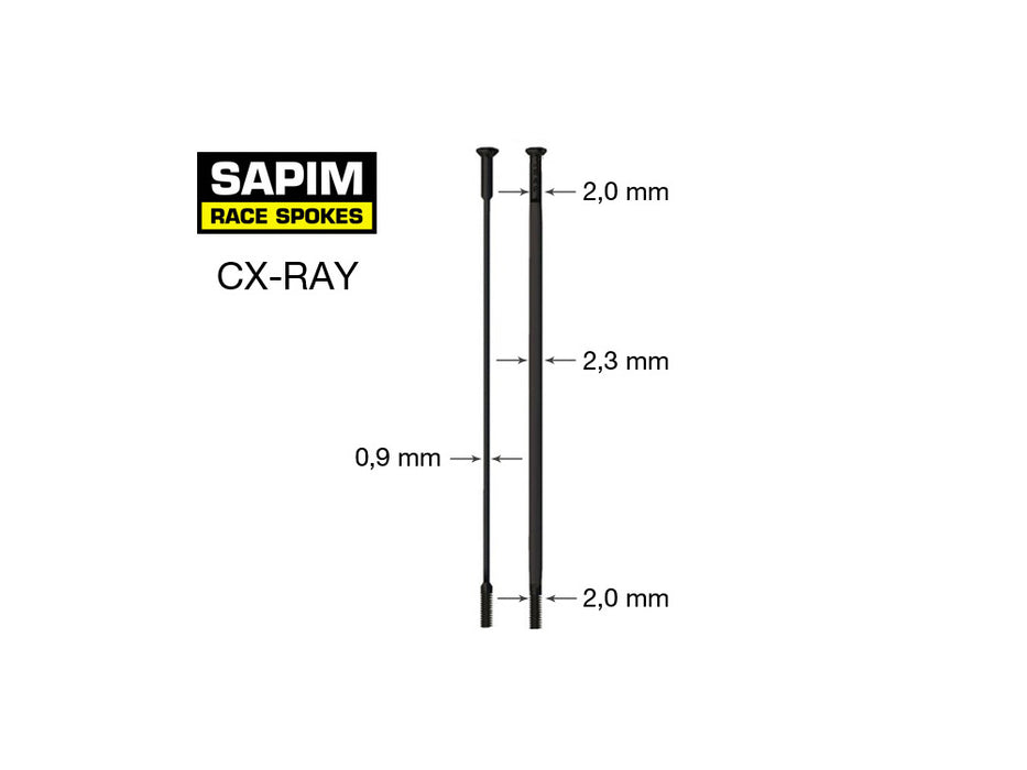 Sapim CX-Ray spaak Straight Pull - Zwart